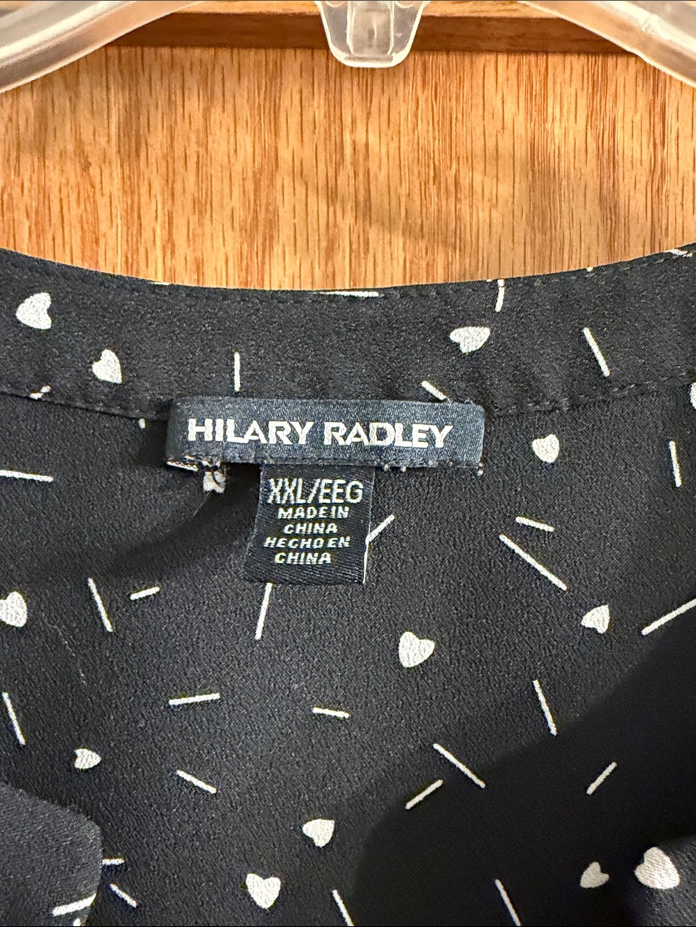 Hilary Radley Black Blouse with White Confetti Dots & hearts - Picture 2 of 7